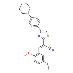ChemSpider 2D Image | 2-[4-(4-Cyclohexyl-phenyl)-thiazol-2-yl]-3-(2,5-dimethoxy-phenyl)-acrylonitrile | C26H26N2O2S