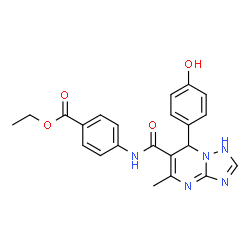 ChemSpider 2D Image | Ethyl 4-({[7-(4-hydroxyphenyl)-5-methyl-1,7-dihydro[1,2,4]triazolo[1,5-a]pyrimidin-6-yl]carbonyl}amino)benzoate | C22H21N5O4