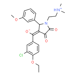 ChemSpider 2D Image | (E)-(3-Chloro-4-ethoxyphenyl){1-[2-(dimethylammonio)ethyl]-2-(3-methoxyphenyl)-4,5-dioxo-3-pyrrolidinylidene}methanolate | C24H27ClN2O5