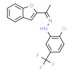 ChemSpider 2D Image | (1Z)-1-[1-(1-Benzofuran-2-yl)ethylidene]-2-[2-chloro-5-(trifluoromethyl)phenyl]hydrazine | C17H12ClF3N2O