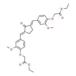 ChemSpider 2D Image | Diethyl 2,2'-{(2-oxo-1,3-cyclopentanediylidene)bis[(E)methylylidene(2-methoxy-4,1-phenylene)oxy]}diacetate | C29H32O9