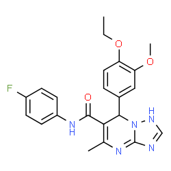 ChemSpider 2D Image | 7-(4-Ethoxy-3-methoxyphenyl)-N-(4-fluorophenyl)-5-methyl-1,7-dihydro[1,2,4]triazolo[1,5-a]pyrimidine-6-carboxamide | C22H22FN5O3