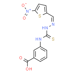 ChemSpider 2D Image | 3-[({(2Z)-2-[(5-Nitro-2-thienyl)methylene]hydrazino}carbonothioyl)amino]benzoic acid | C13H10N4O4S2