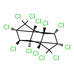 ChemSpider 2D Image | 1,2,3,4,5,5,6,7,8,9,10,10-Dodecachlorpentacyclo[5.3.0.0~2,6~.0~3,9~.0~4,8~]decan | C10Cl12