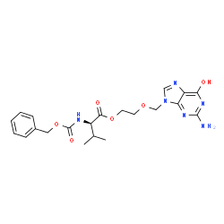ChemSpider 2D Image | 2-[(2-Amino-6-hydroxy-9H-purin-9-yl)methoxy]ethyl N-[(benzyloxy)carbonyl]-D-valinate | C21H26N6O6