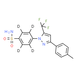 ChemSpider 2D Image | 4-[3-(4-Methylphenyl)-5-(trifluoromethyl)-1H-pyrazol-1-yl](~2~H_4_)benzenesulfonamide | C17H10D4F3N3O2S