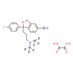 ChemSpider 2D Image | 1-(3-{Bis[(~2~H_3_)methyl]amino}propyl)-1-(4-fluorophenyl)-1,3-dihydro-2-benzofuran-5-carbonitrile ethanedioate (1:1) | C22H17D6FN2O5