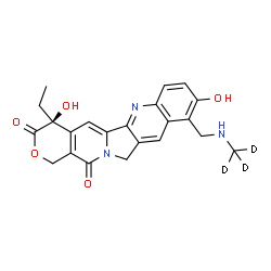 ChemSpider 2D Image | (4S)-4-Ethyl-4,9-dihydroxy-10-{[(~2~H_3_)methylamino]methyl}-1H-pyrano[3',4':6,7]indolizino[1,2-b]quinoline-3,14(4H,12H)-dione | C22H18D3N3O5
