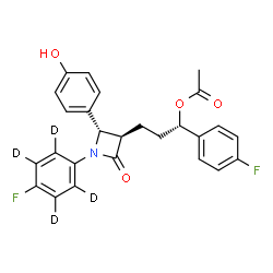 ChemSpider 2D Image | (1S)-1-(4-Fluorophenyl)-3-[(2S,3R)-1-[4-fluoro(~2~H_4_)phenyl]-2-(4-hydroxyphenyl)-4-oxo-3-azetidinyl]propyl acetate | C26H19D4F2NO4