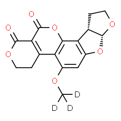 ChemSpider 2D Image | (7aR,10aS)-5-[(~2~H_3_)Methyloxy]-3,4,7a,9,10,10a-hexahydro-1H,12H-furo[3',2':4,5]furo[2,3-h]pyrano[3,4-c]chromene-1,12-dione | C17H11D3O7