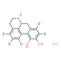 ChemSpider 2D Image | (6aR)-6-Methyl(1,2,3,8,9-~2~H_5_)-5,6,6a,7-tetrahydro-4H-dibenzo[de,g]quinoline-10,11-diol hydrochloride (1:1) | C17H13D5ClNO2