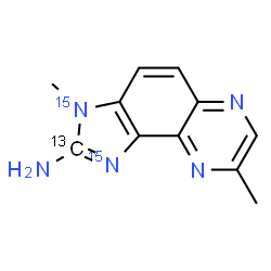 ChemSpider 2D Image | 3,8-Dimethyl(2-~13~C,1,3-~15~N_2_)-3H-imidazo[4,5-f]quinoxalin-2-amine | C1013CH11N315N2
