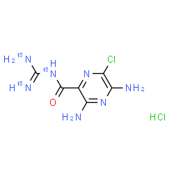 ChemSpider 2D Image | 3,5-Diamino-N-(~15~N_2_)carbamimidoyl-6-chloro-2-pyrazine(~15~N)carboxamide hydrochloride (1:1) | C6H9Cl2N415N3O