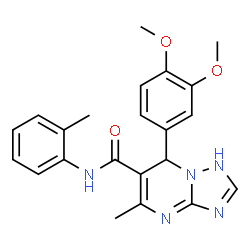 ChemSpider 2D Image | 7-(3,4-Dimethoxyphenyl)-5-methyl-N-(2-methylphenyl)-1,7-dihydro[1,2,4]triazolo[1,5-a]pyrimidine-6-carboxamide | C22H23N5O3