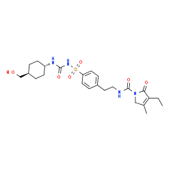 ChemSpider 2D Image | 3-Ethyl-N-{2-[4-({[trans-4-(hydroxymethyl)cyclohexyl]carbamoyl}sulfamoyl)phenyl]ethyl}-4-methyl-2-oxo-2,5-dihydro-1H-pyrrole-1-carboxamide | C24H34N4O6S