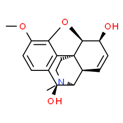 ChemSpider 2D Image | (5alpha,6alpha,10alpha)-3-Methoxy-17-methyl-7,8-didehydro-4,5-epoxymorphinan-6,10-diol | C18H21NO4