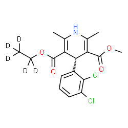 ChemSpider 2D Image | (~2~H_5_)Ethyl methyl (4S)-4-(2,3-dichlorophenyl)-2,6-dimethyl-1,4-dihydro-3,5-pyridinedicarboxylate | C18H14D5Cl2NO4