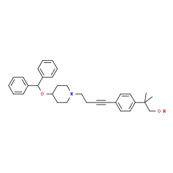 ChemSpider 2D Image | 2-(4-{4-[4-(Diphenylmethoxy)-1-piperidinyl]-1-butyn-1-yl}phenyl)-2-methyl-1-propanol | C32H37NO2