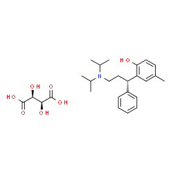 ChemSpider 2D Image | (2S,3S)-2,3-Dihydroxysuccinic acid - 2-[(1S)-3-(diisopropylamino)-1-phenylpropyl]-4-methylphenol (1:1) | C26H37NO7