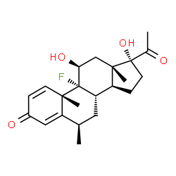 ChemSpider 2D Image | (6beta,11beta)-9-Fluoro-11,17-dihydroxy-6-methylpregna-1,4-diene-3,20-dione | C22H29FO4