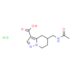ChemSpider 2D Image | 5-(acetamidomethyl)-4H,5H,6H,7H-pyrazolo[1,5-a]pyridine-3-carboxylic acid hydrochloride | C11H16ClN3O3