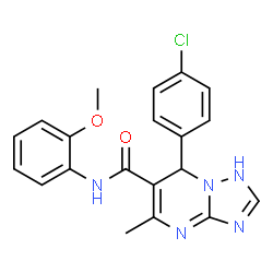 ChemSpider 2D Image | 7-(4-Chlorophenyl)-N-(2-methoxyphenyl)-5-methyl-1,7-dihydro[1,2,4]triazolo[1,5-a]pyrimidine-6-carboxamide | C20H18ClN5O2