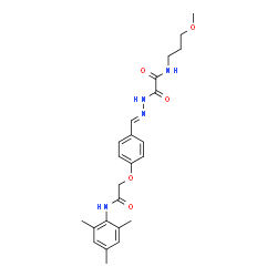 ChemSpider 2D Image | 2-[(2E)-2-{4-[2-(Mesitylamino)-2-oxoethoxy]benzylidene}hydrazino]-N-(3-methoxypropyl)-2-oxoacetamide | C24H30N4O5