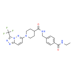ChemSpider 2D Image | N-[4-(Ethylcarbamoyl)benzyl]-1-[3-(trifluoromethyl)[1,2,4]triazolo[4,3-b]pyridazin-6-yl]-4-piperidinecarboxamide | C22H24F3N7O2