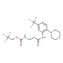 ChemSpider 2D Image | 2,2,2-Trifluoroethyl (3-oxo-3-{[2-(1-piperidinyl)-5-(trifluoromethyl)phenyl]amino}propyl)carbamate | C18H21F6N3O3