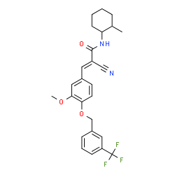 ChemSpider 2D Image | (2E)-2-Cyano-3-(3-methoxy-4-{[3-(trifluoromethyl)benzyl]oxy}phenyl)-N-(2-methylcyclohexyl)acrylamide | C26H27F3N2O3