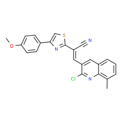 ChemSpider 2D Image | (2E)-3-(2-Chloro-8-methyl-3-quinolinyl)-2-[4-(4-methoxyphenyl)-1,3-thiazol-2-yl]acrylonitrile | C23H16ClN3OS