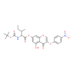 ChemSpider 2D Image | 5-Hydroxy-3-(4-nitrophenoxy)-4-oxo-4H-chromen-7-yl N-(tert-butoxycarbonyl)isoleucinate | C26H28N2O10