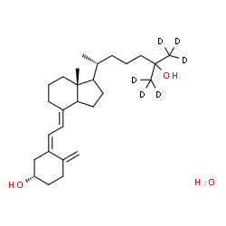 ChemSpider 2D Image | (3S,5Z,7E,14xi,17xi)-(26,26,26,27,27,27-~2~H_6_)-9,10-Secocholesta-5,7,10-triene-3,25-diol hydrate (1:1) | C27H40D6O3