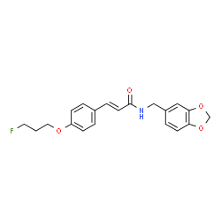 ChemSpider 2D Image | (2E)-N-(1,3-Benzodioxol-5-ylmethyl)-3-[4-(3-fluoropropoxy)phenyl]acrylamide | C20H20FNO4