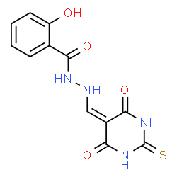 ChemSpider 2D Image | N'-[(4,6-Dioxo-2-thioxotetrahydro-5(2H)-pyrimidinylidene)methyl]-2-hydroxybenzohydrazide | C12H10N4O4S