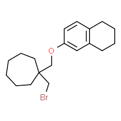 ChemSpider 2D Image | 6-{[1-(Bromomethyl)cycloheptyl]methoxy}-1,2,3,4-tetrahydronaphthalene | C19H27BrO