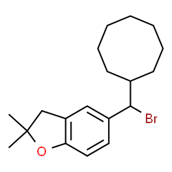 ChemSpider 2D Image | 5-[Bromo(cyclooctyl)methyl]-2,2-dimethyl-2,3-dihydro-1-benzofuran | C19H27BrO