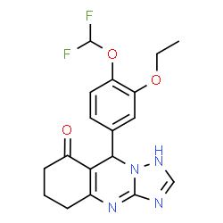 ChemSpider 2D Image | 9-[4-(Difluoromethoxy)-3-ethoxyphenyl]-5,6,7,9-tetrahydro[1,2,4]triazolo[5,1-b]quinazolin-8(1H)-one | C18H18F2N4O3