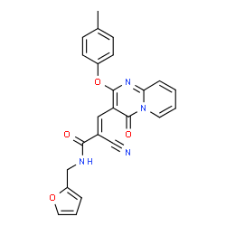ChemSpider 2D Image | (2E)-2-Cyano-N-(2-furylmethyl)-3-[2-(4-methylphenoxy)-4-oxo-4H-pyrido[1,2-a]pyrimidin-3-yl]acrylamide | C24H18N4O4
