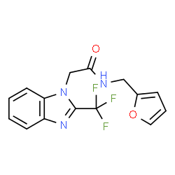 ChemSpider 2D Image | N-(2-Furylmethyl)-2-[2-(trifluoromethyl)-1H-benzimidazol-1-yl]acetamide | C15H12F3N3O2