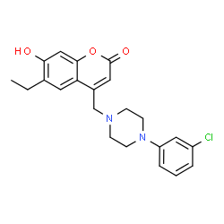 ChemSpider 2D Image | 4-{[4-(3-Chlorophenyl)-1-piperazinyl]methyl}-6-ethyl-7-hydroxy-2H-chromen-2-one | C22H23ClN2O3
