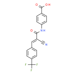 ChemSpider 2D Image | 4-({(2E)-2-Cyano-3-[4-(trifluoromethyl)phenyl]-2-propenoyl}amino)benzoic acid | C18H11F3N2O3