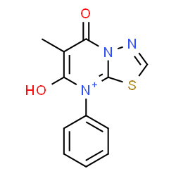ChemSpider 2D Image | 7-Hydroxy-6-methyl-5-oxo-8-phenyl-5H-[1,3,4]thiadiazolo[3,2-a]pyrimidin-8-ium | C12H10N3O2S