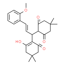 ChemSpider 2D Image | 2-[(2E)-1-(2-Hydroxy-4,4-dimethyl-6-oxo-1-cyclohexen-1-yl)-3-(2-methoxyphenyl)-2-propen-1-yl]-5,5-dimethyl-1,3-cyclohexanedione | C26H32O5