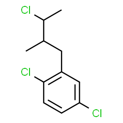 ChemSpider 2D Image | 1,4-Dichloro-2-(3-chloro-2-methylbutyl)benzene | C11H13Cl3