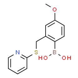 ChemSpider 2D Image | {4-Methoxy-2-[(2-pyridinylsulfanyl)methyl]phenyl}boronic acid | C13H14BNO3S