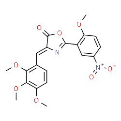 ChemSpider 2D Image | (4Z)-2-(2-Methoxy-5-nitrophenyl)-4-(2,3,4-trimethoxybenzylidene)-1,3-oxazol-5(4H)-one | C20H18N2O8