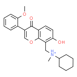 ChemSpider 2D Image | N-{[7-Hydroxy-3-(2-methoxyphenyl)-4-oxo-4H-chromen-8-yl]methyl}-N-methylcyclohexanaminium | C24H28NO4
