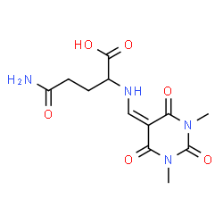 ChemSpider 2D Image | N~2~-[(1,3-Dimethyl-2,4,6-trioxotetrahydro-5(2H)-pyrimidinylidene)methyl]glutamine | C12H16N4O6