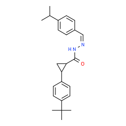 ChemSpider 2D Image | N'-[(Z)-(4-Isopropylphenyl)methylene]-2-[4-(2-methyl-2-propanyl)phenyl]cyclopropanecarbohydrazide | C24H30N2O